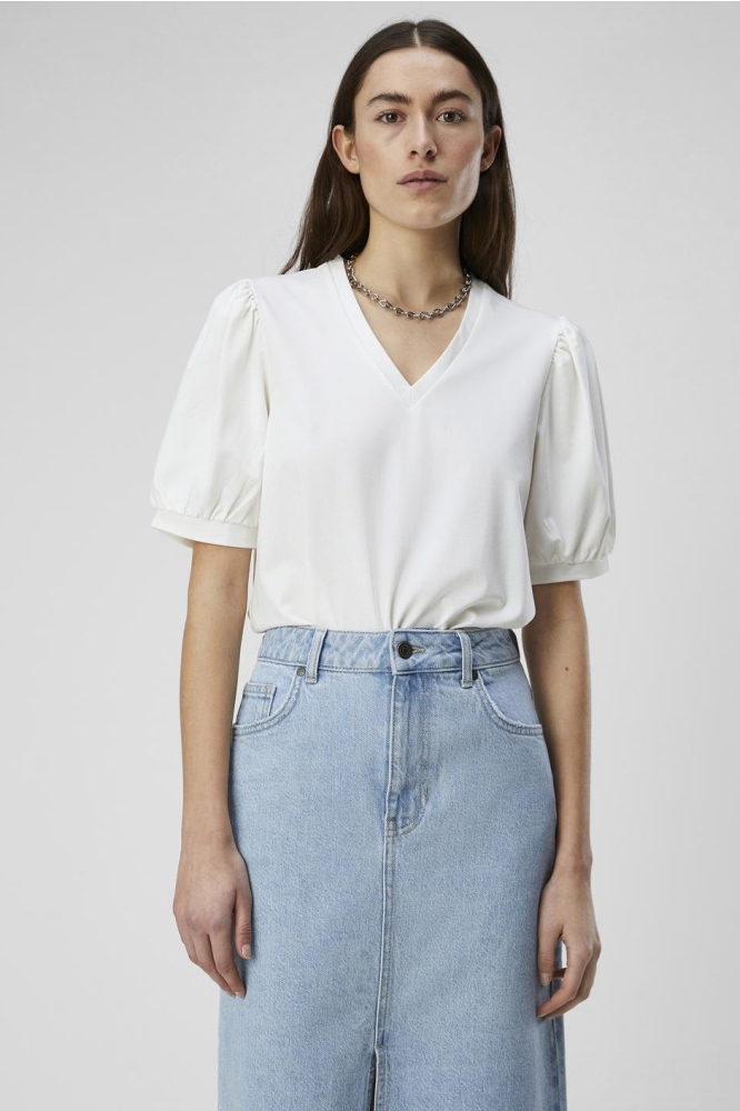 Object witte dames t-shirt | Model vooraanzicht