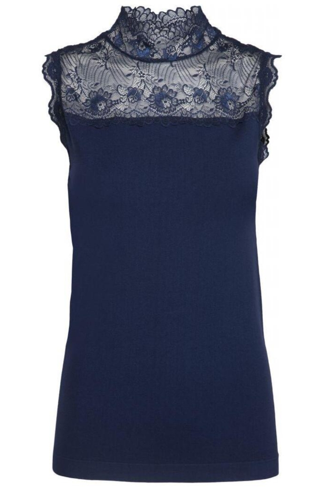 Minus blauwe dames top | Model vooraanzicht