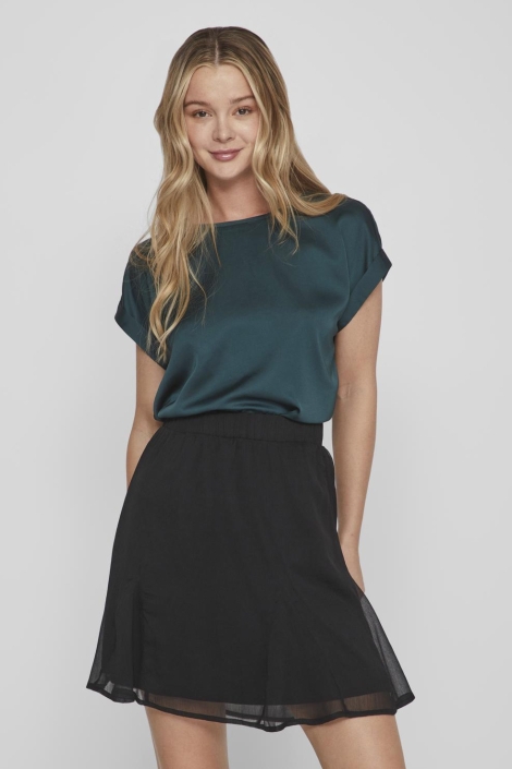 Vila groene dames t-shirt | Model vooraanzicht