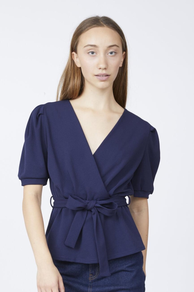 SisterS point blauwe dames t-shirt | Model vooraanzicht