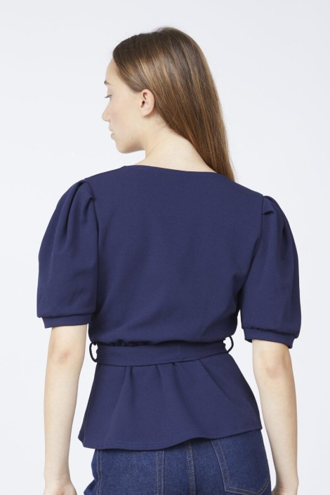 SisterS point blauwe dames t-shirt | Model achteraanzicht