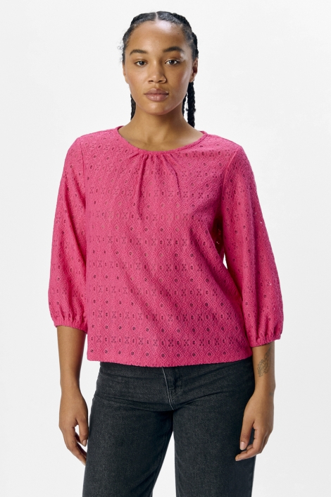 Object roze dames t-shirt | Model vooraanzicht