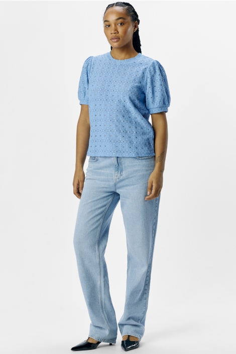 Object blauwe dames t-shirt | Model