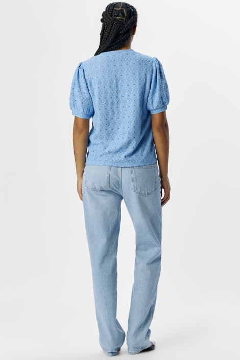 Object blauwe dames t-shirt | Model