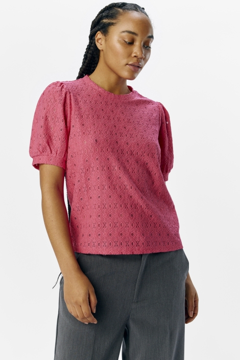 Object roze dames t-shirt | Model vooraanzicht