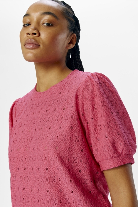 Object roze dames t-shirt | Model zijaanzicht