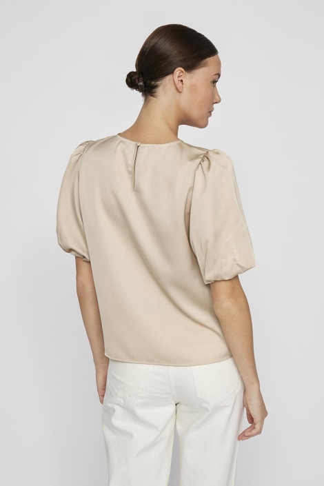 Vila beige dames t-shirt | Model achteraanzicht