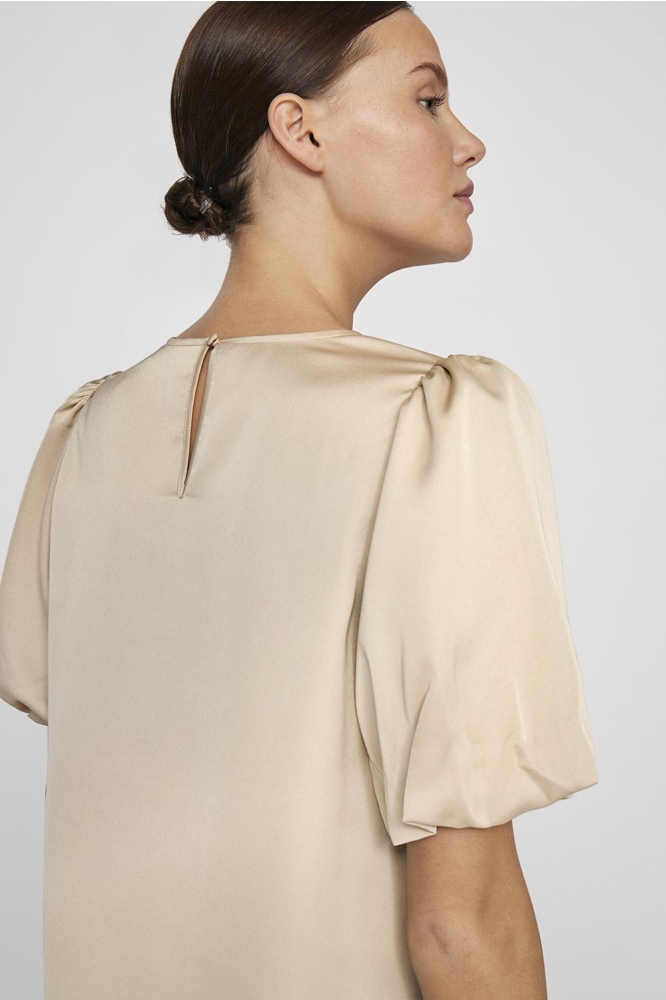 Vila beige dames t-shirt | Model achteraanzicht