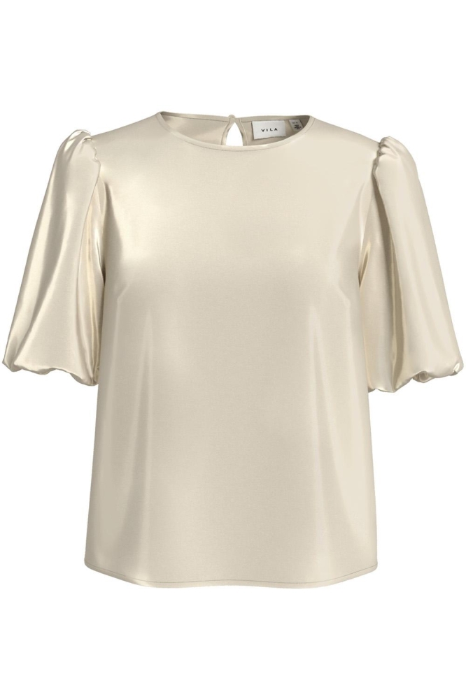 Vila beige dames t-shirt | Vooraanzicht
