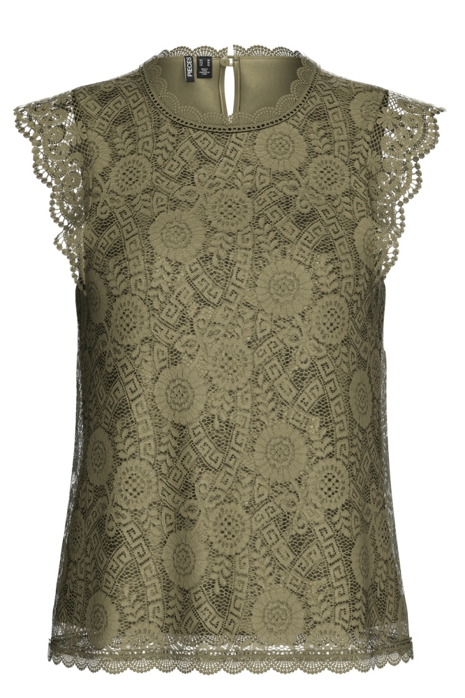 Pieces groene dames top | Vooraanzicht