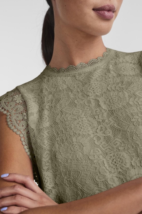 Pieces groene dames top | Close up