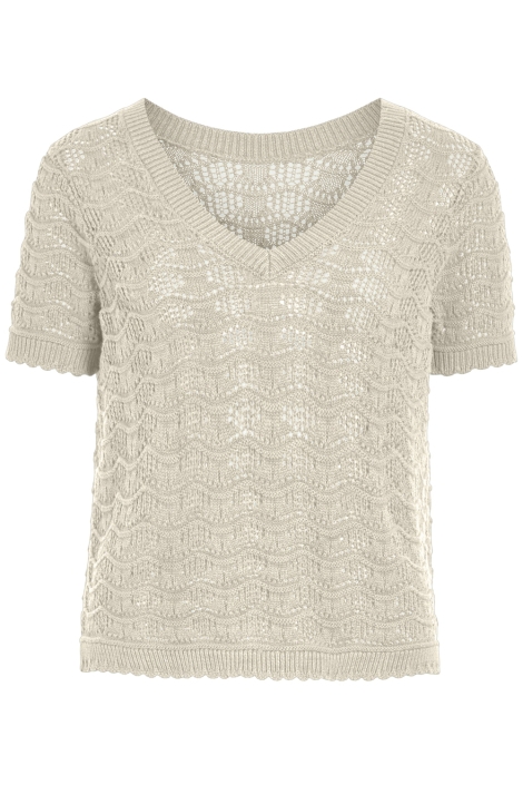 Vila beige dames t-shirt | Vooraanzicht