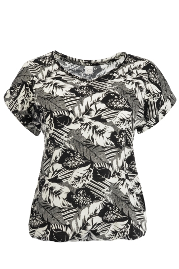 NED T-shirt NOX PW SS BLACK LEAF MIX WOVEN 25S4 X1727 02 900 black