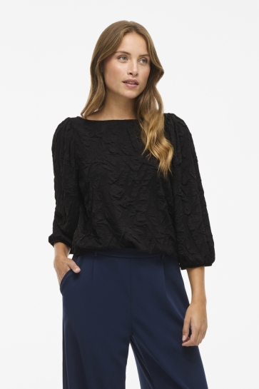 Vila T-shirt VIDEVERA BOATNECK 3/4 TOP/R 14108582 Black Beauty