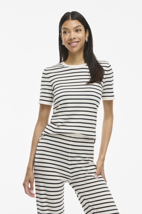 Vila witte dames t-shirt | Model vooraanzicht