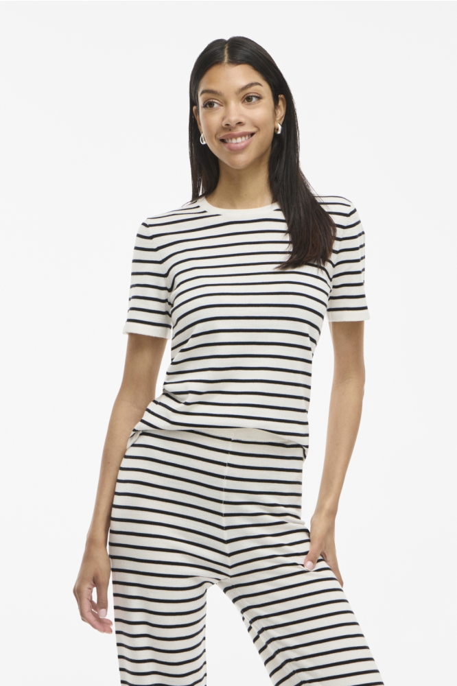 Vila witte dames t-shirt | Model vooraanzicht