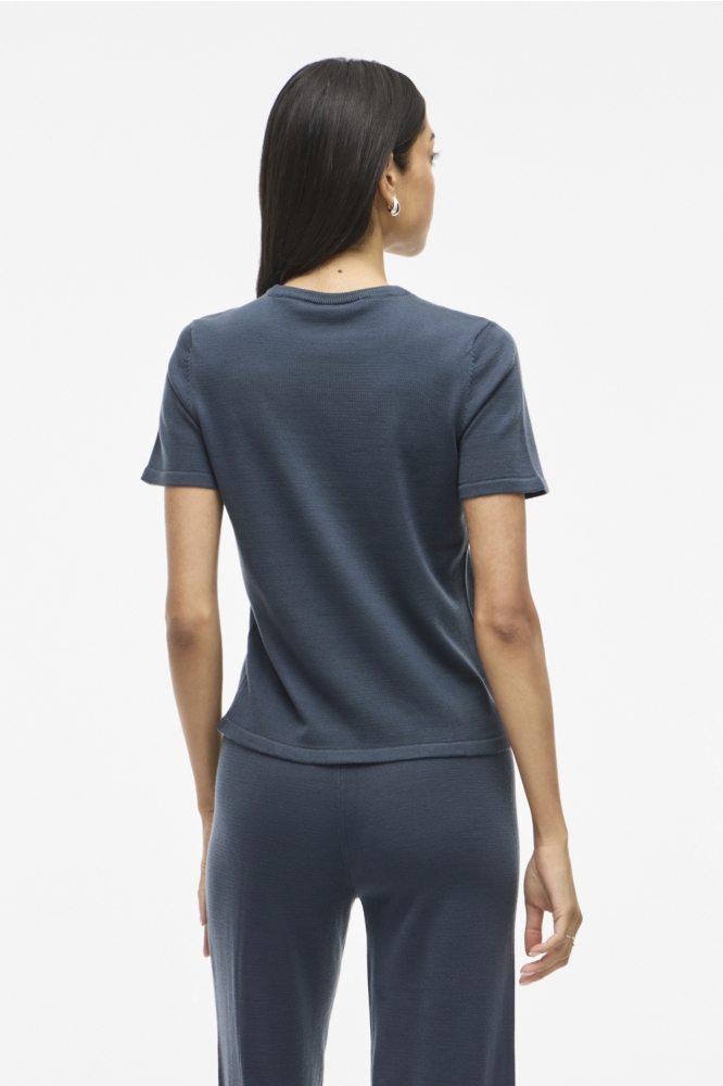 Vila blauwe dames t-shirt | Model achteraanzicht