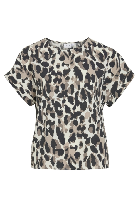 Vila beige dames t-shirt | Vooraanzicht