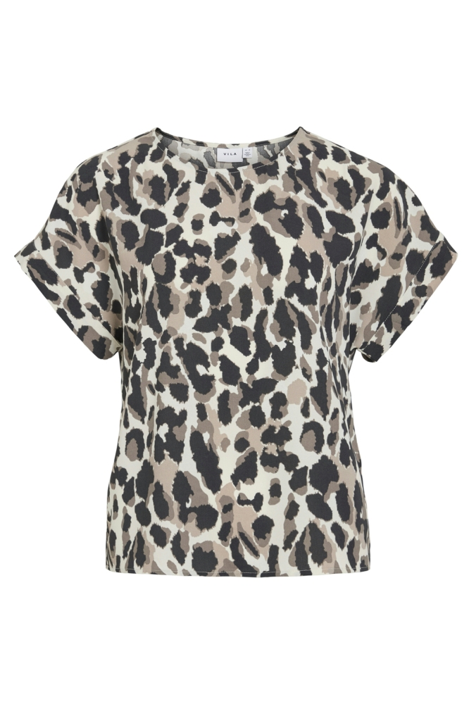 Vila beige dames t-shirt | Vooraanzicht