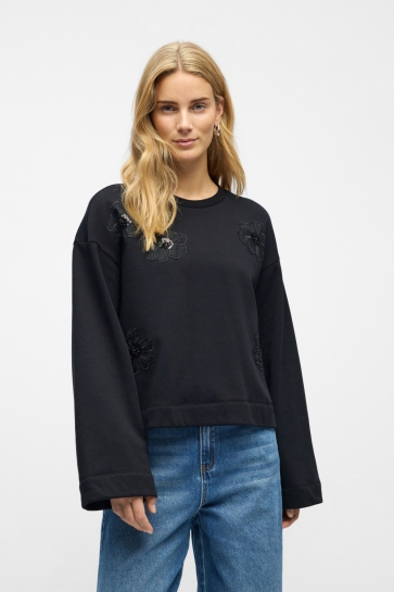 Object Trui OBJCARLY L/S RE SWEAT TOP 141 23047729 BLACK