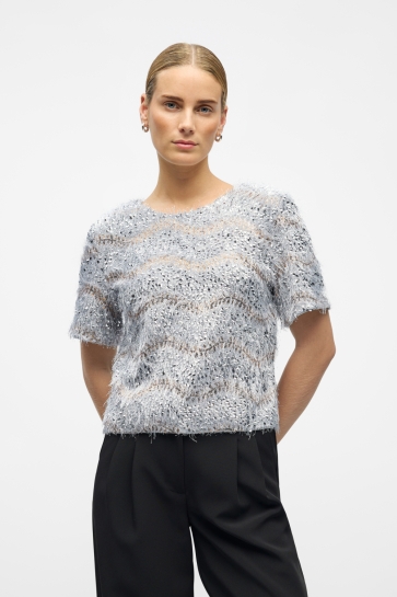 Object T-shirt OBJDANA S/S RE TOP 141 23047728 LIGHT GREY MELANGE/GOLD