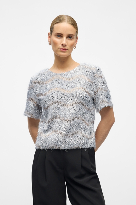 Object grijze dames t-shirt | Model vooraanzicht