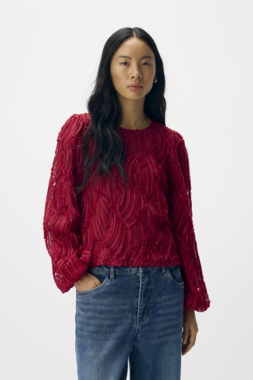 Object OBJLUCIE L/S RE O-NECK TOP NOOS 23047624 KARANDA RED