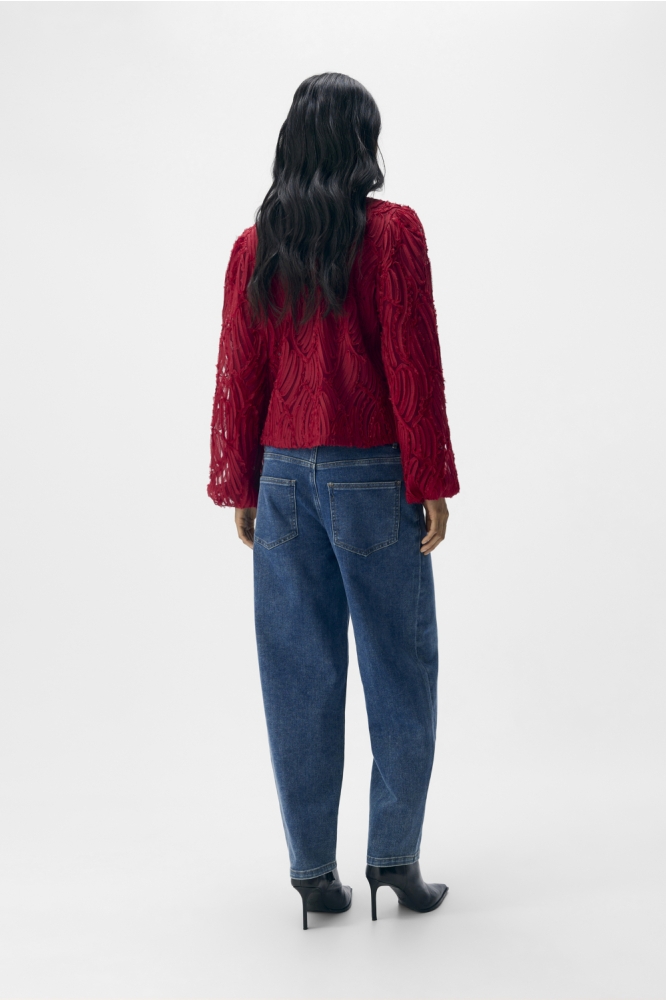 Object rode dames t-shirt | Model achteraanzicht