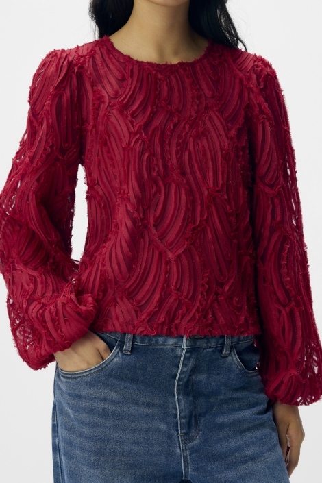 Object rode dames t-shirt | Model vooraanzicht