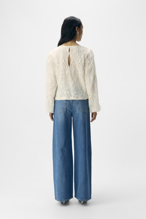 Object beige dames t-shirt | Model achteraanzicht