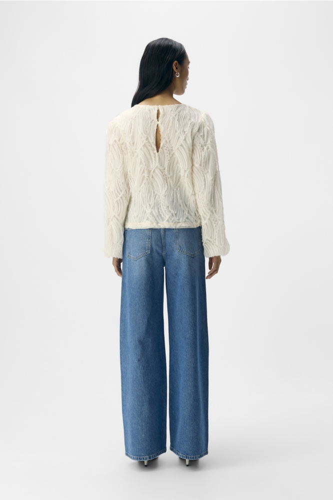 Object beige dames t-shirt | Model achteraanzicht