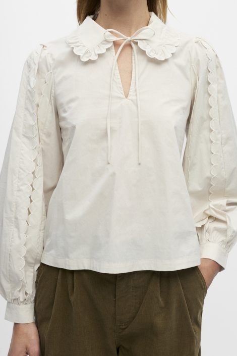 Object beige dames blouse | Model vooraanzicht