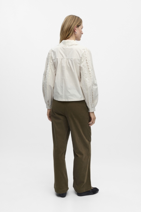 Object beige dames blouse | Model achteraanzicht