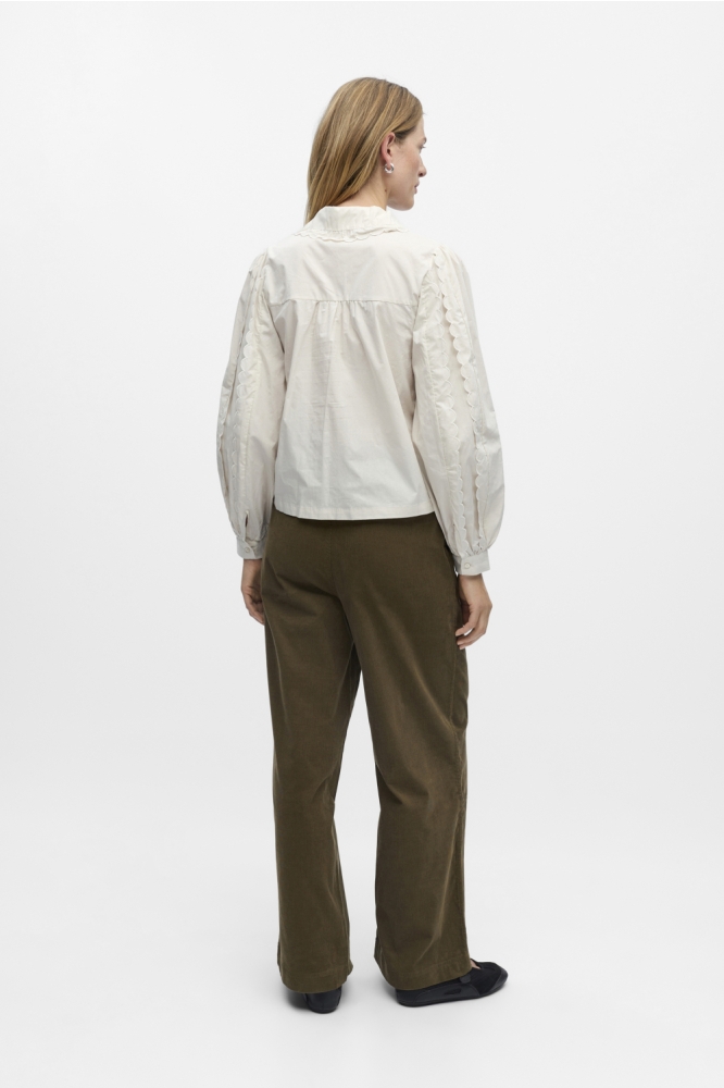 Object beige dames blouse | Model achteraanzicht