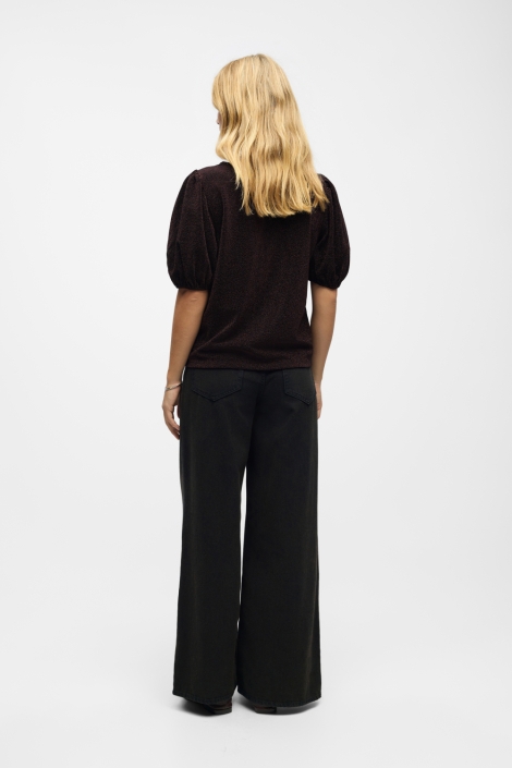 Object zwarte dames blouse | Model achteraanzicht