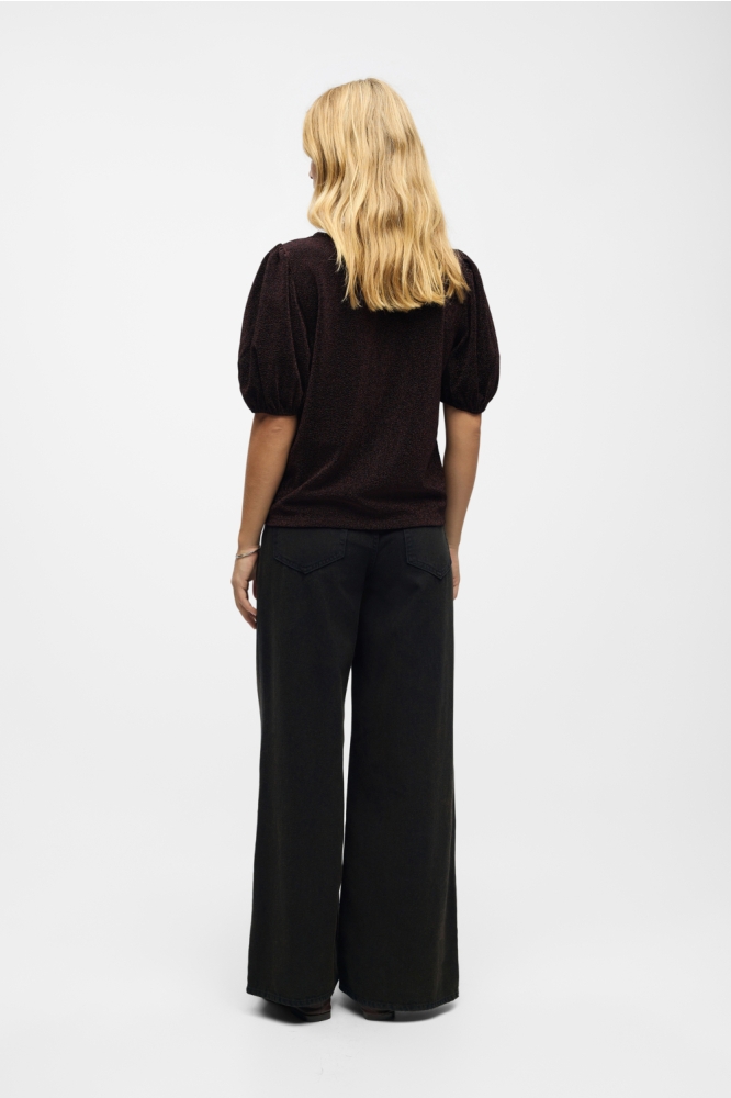 Object zwarte dames blouse | Model achteraanzicht