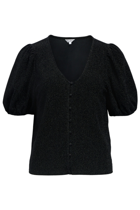 Object zwarte dames blouse | Vooraanzicht