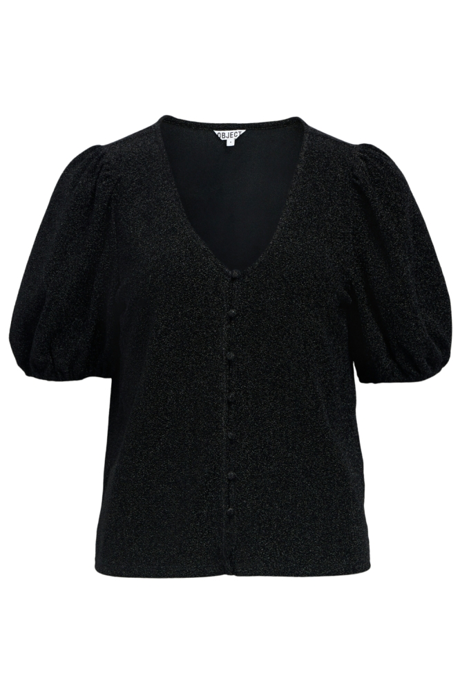 Object zwarte dames blouse | Vooraanzicht