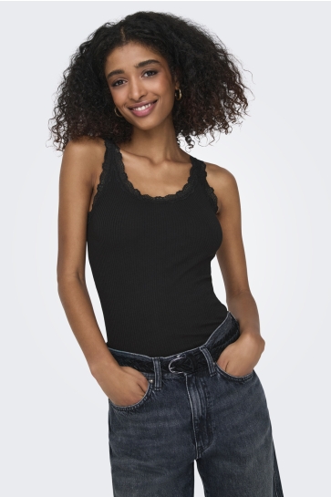 Only ONLSARA SHARAI LACE TANK TOP JRS NO 15345994 BLACK