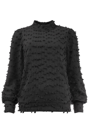 NED T-shirt ASPATRIA LS BUTTON RMJ DOT KRINKLE 25W1 U375 02 900 Black