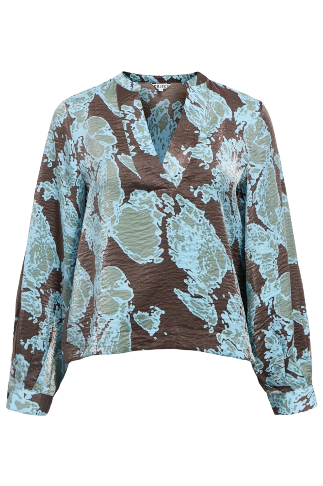 Object bruine dames blouse | Vooraanzicht