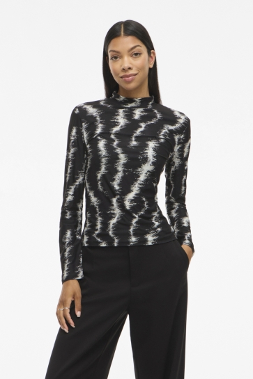 Vila VILEOA L/S HIGH NECK TOP - NOOS 14066134 Black Beauty/KAIA