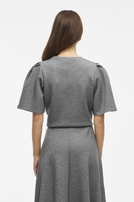 Vila grijze dames t-shirt | Model achteraanzicht