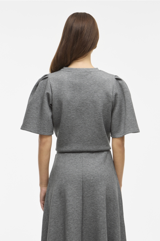 Vila grijze dames t-shirt | Model achteraanzicht