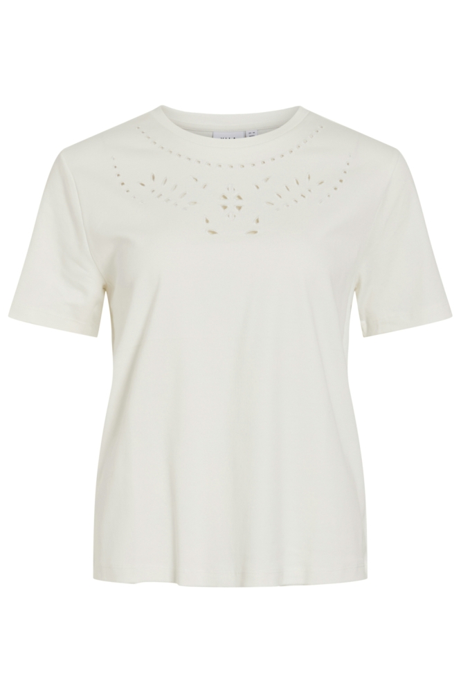 Vila witte dames t-shirt | Vooraanzicht
