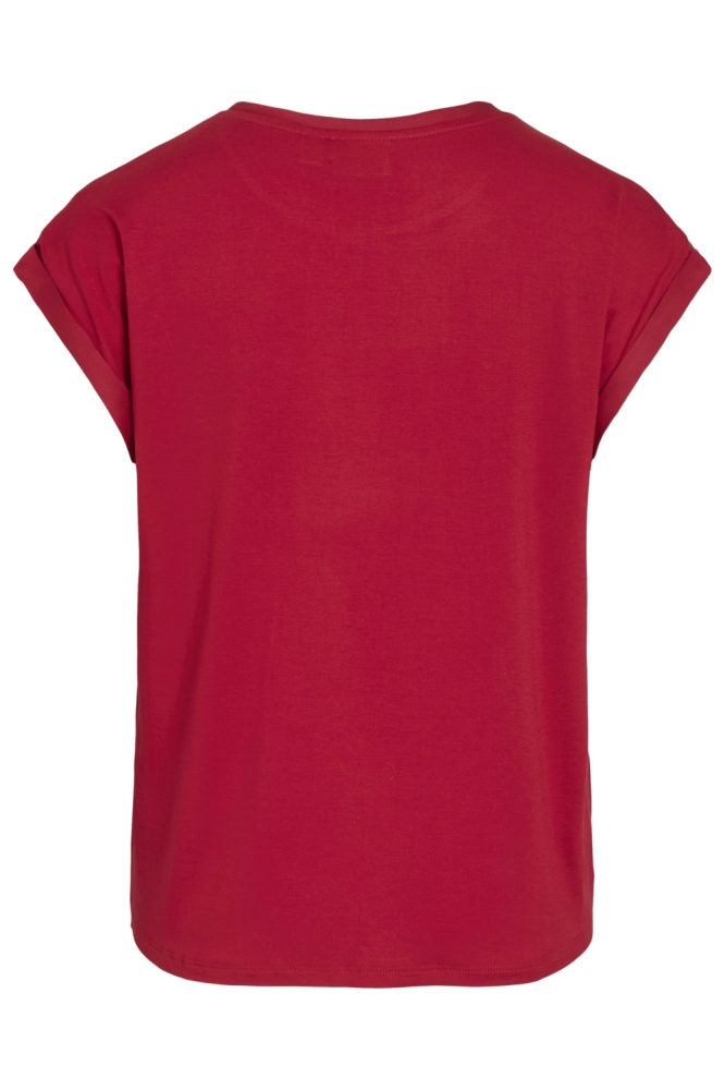 Vila rode dames t-shirt | Achteraanzicht