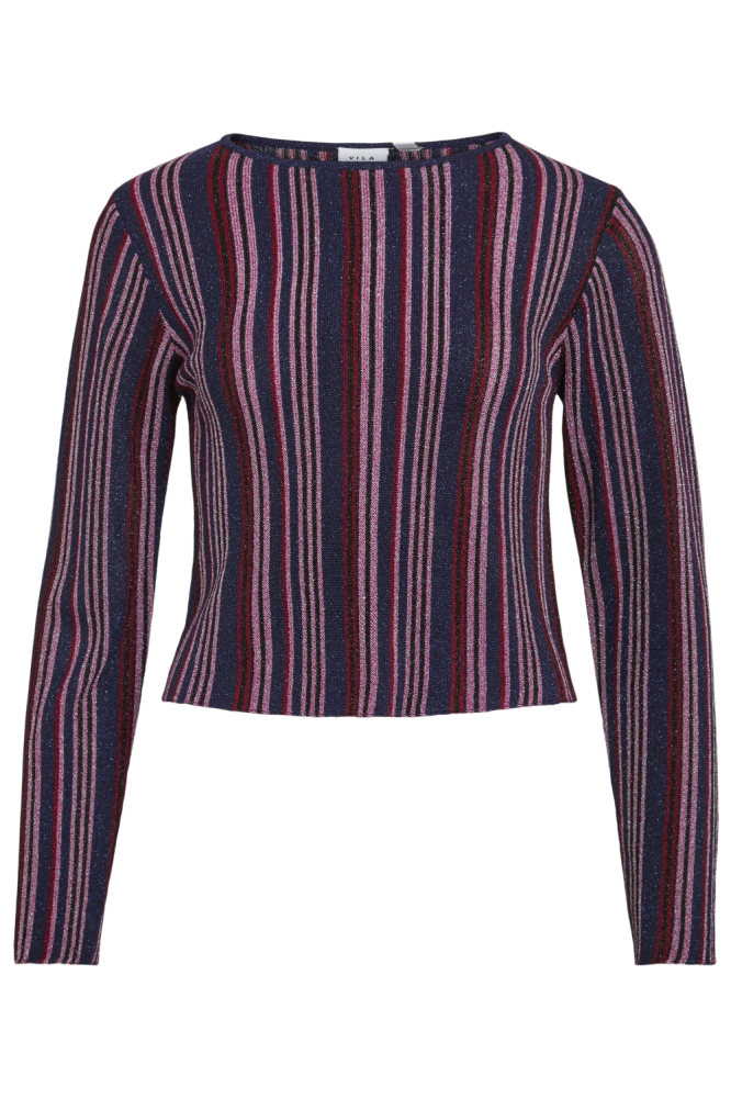 Vila blauwe dames t-shirt | Vooraanzicht