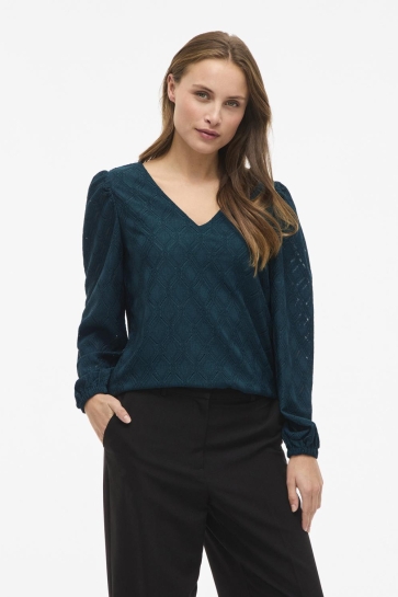 Vila T-shirt VIFERO V-NECK L/S TOP/DFS/PB 14113222 PONDEROSA PINE