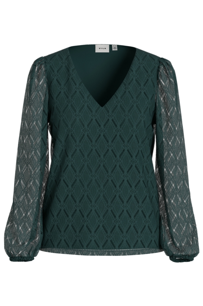 Vila groene dames t-shirt | Vooraanzicht