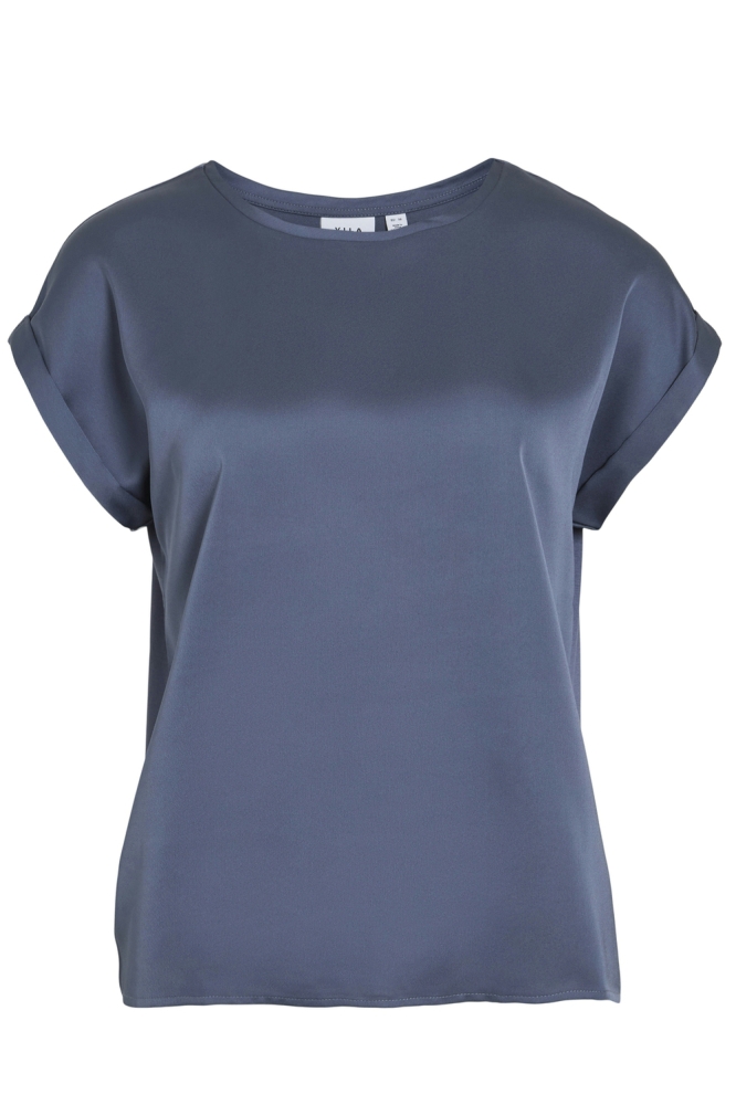 Vila blauwe dames t-shirt | Vooraanzicht